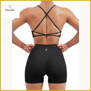 Seamless Workout Set Sports Bra High Waist Booty Shorts Medium Support